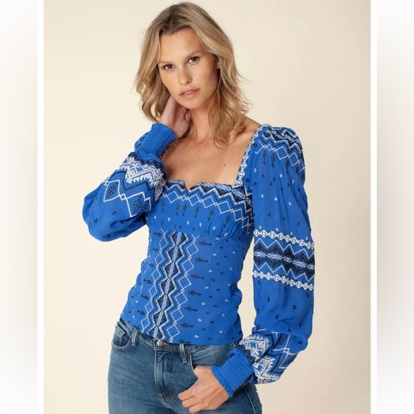 Hale Bob Hassina Embroidery Top in Blue, Size Small - Picture 16 of 16